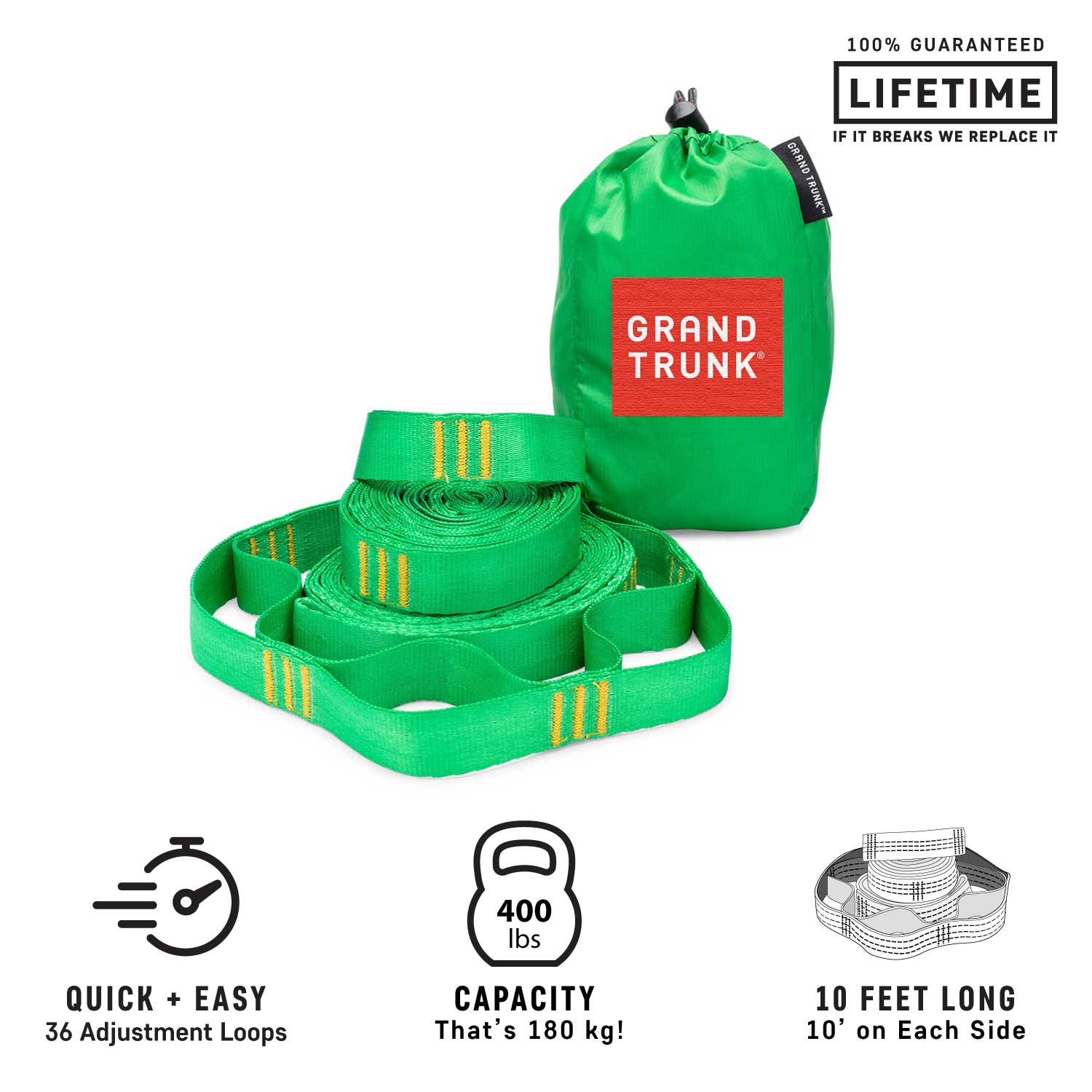 Grand Trunk Hammock Suspension Straps (green)