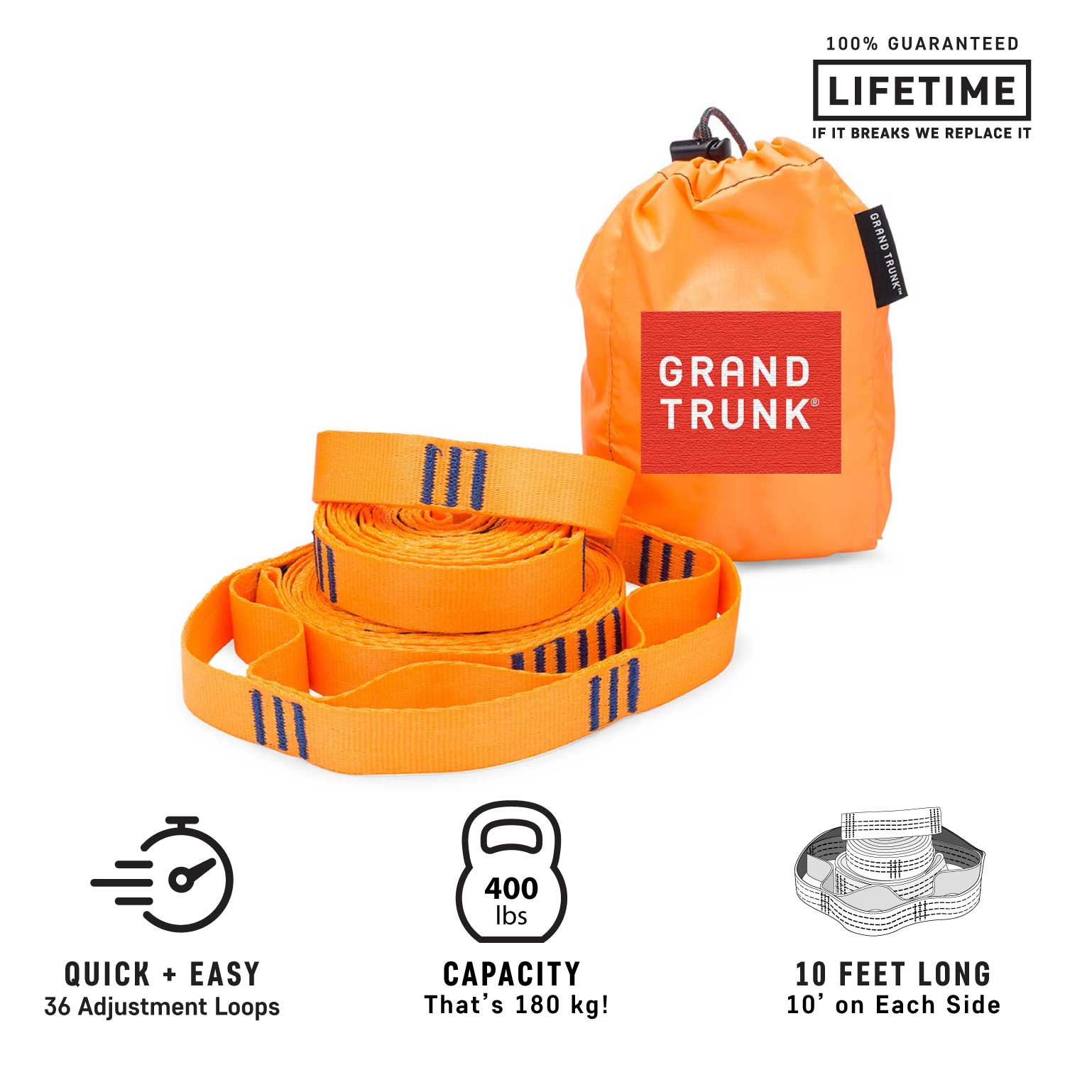 Grand Trunk Hammock Suspension Straps (orange)