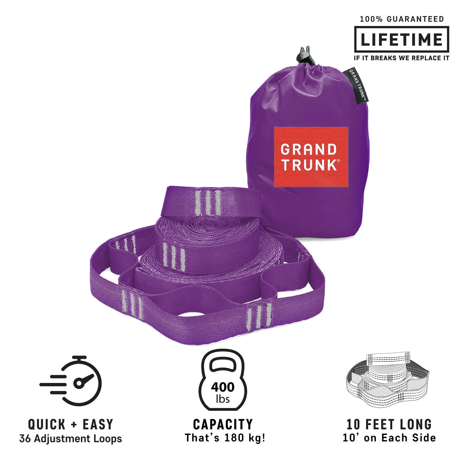 Grand Trunk Hammock Suspension Straps (purple)
