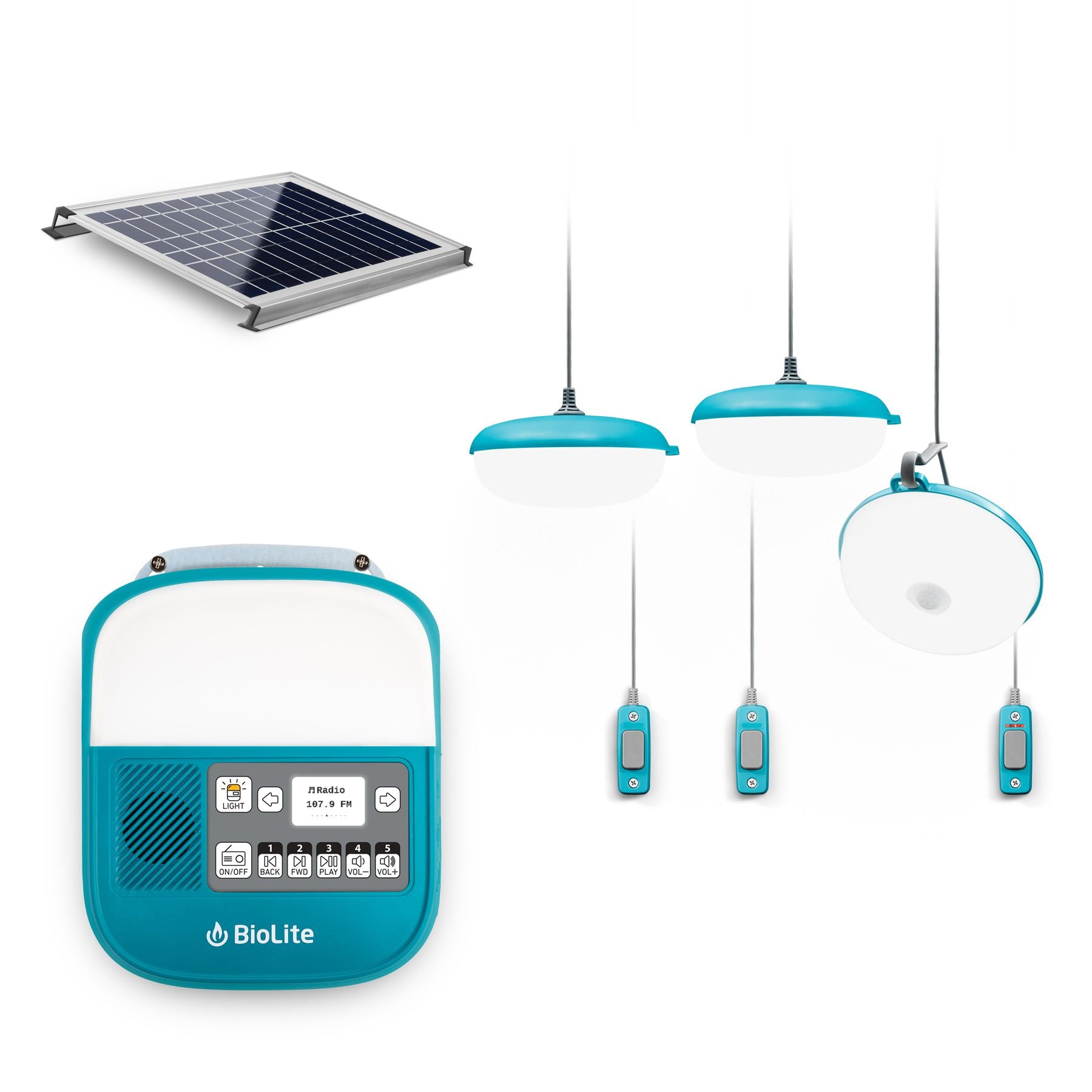 BioLite SolarHome 625- Solarsystem mit integriertem 24,3 Wh Li-Ion Akku und Multiroom-Beleuchtungsset