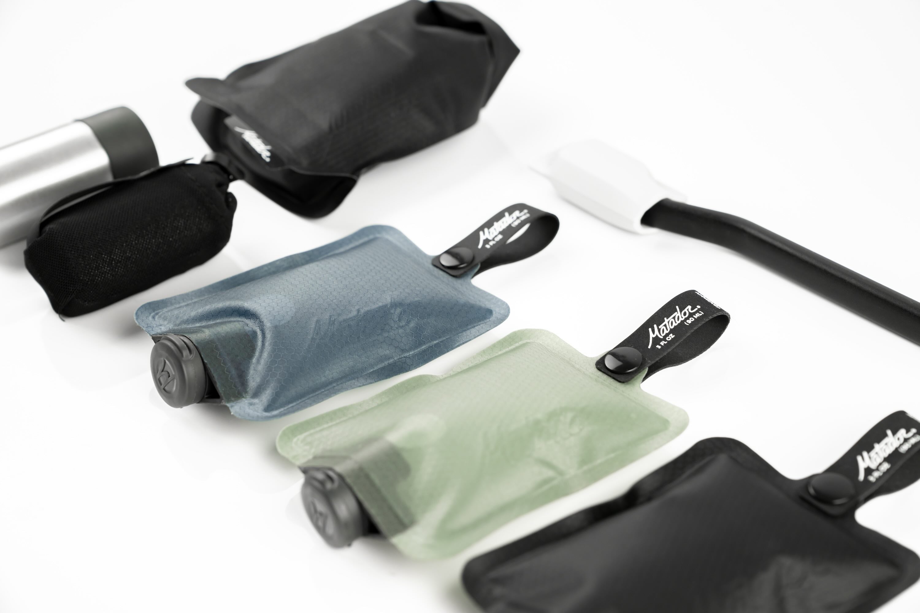 Matador FlatPak Toiletry Bottle 3-Pack (blue, charcoal, green)