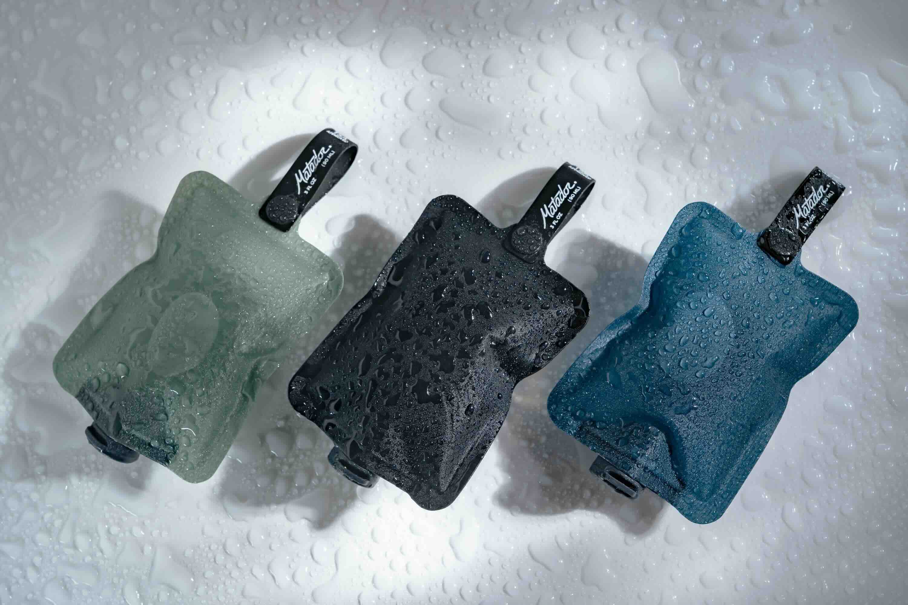 Matador FlatPak Toiletry Bottle 3-Pack (blue, charcoal, green)