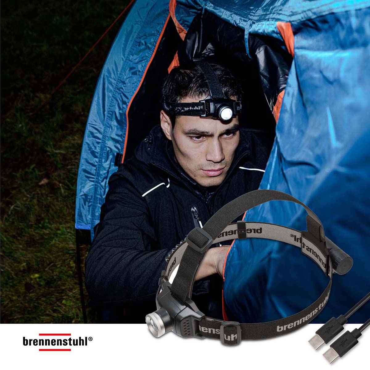 LuxPremium wiederaufladbare LED-Kopftaschenlampe KL 251 AF / Stirnlampe mit CREE LED und rotem Rücklicht