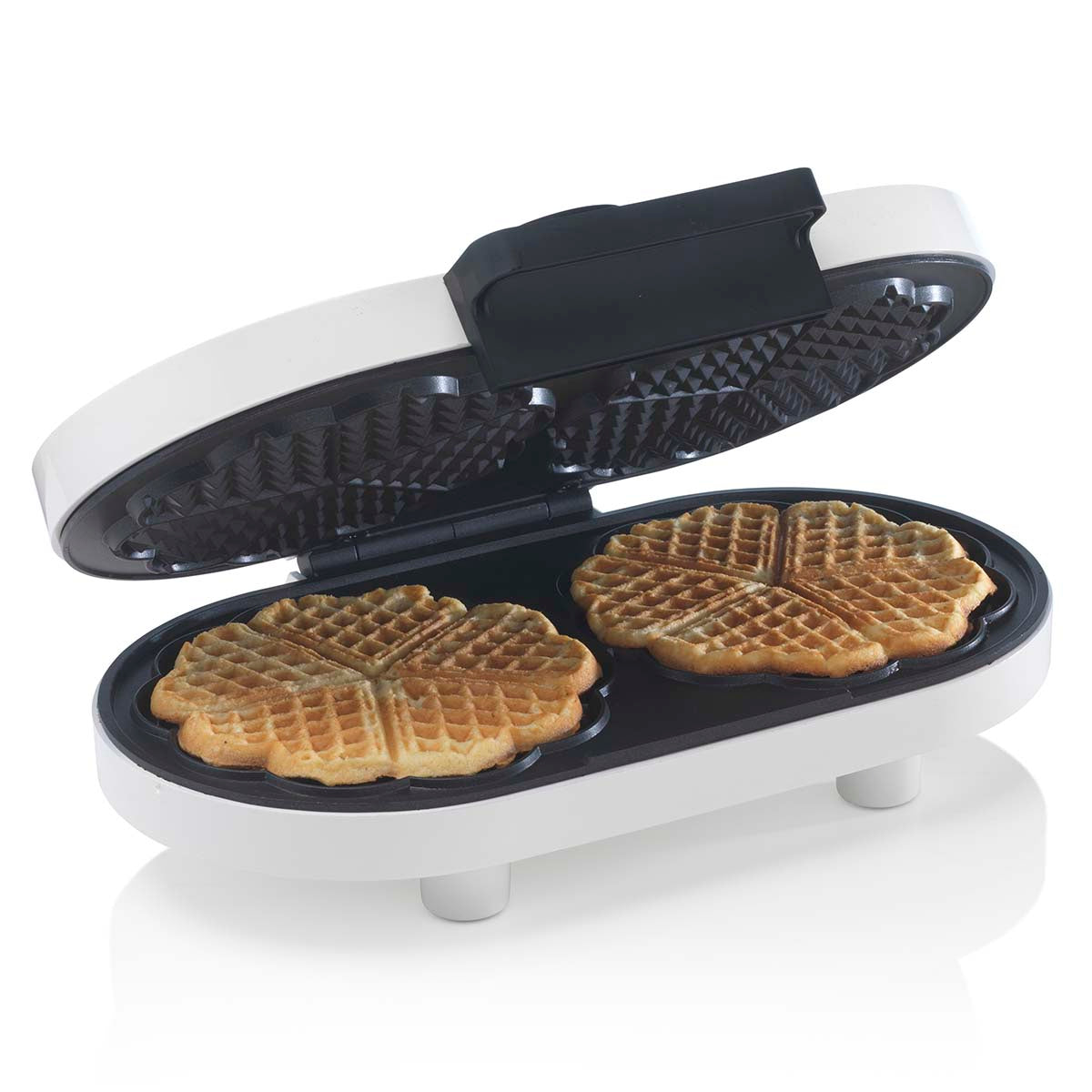 Waffeleisen doppelt herzförmig Weiß