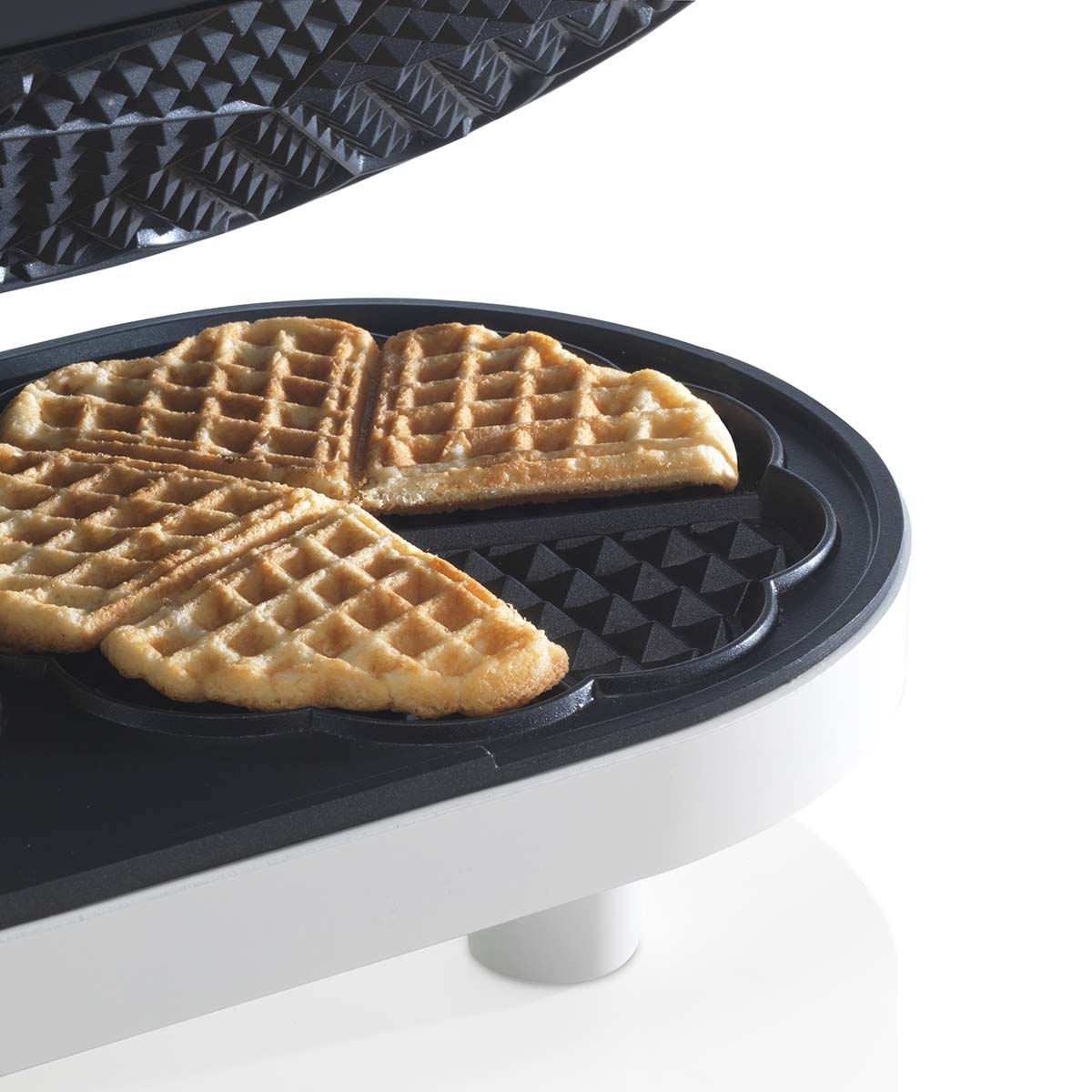 Waffeleisen doppelt herzförmig Weiß
