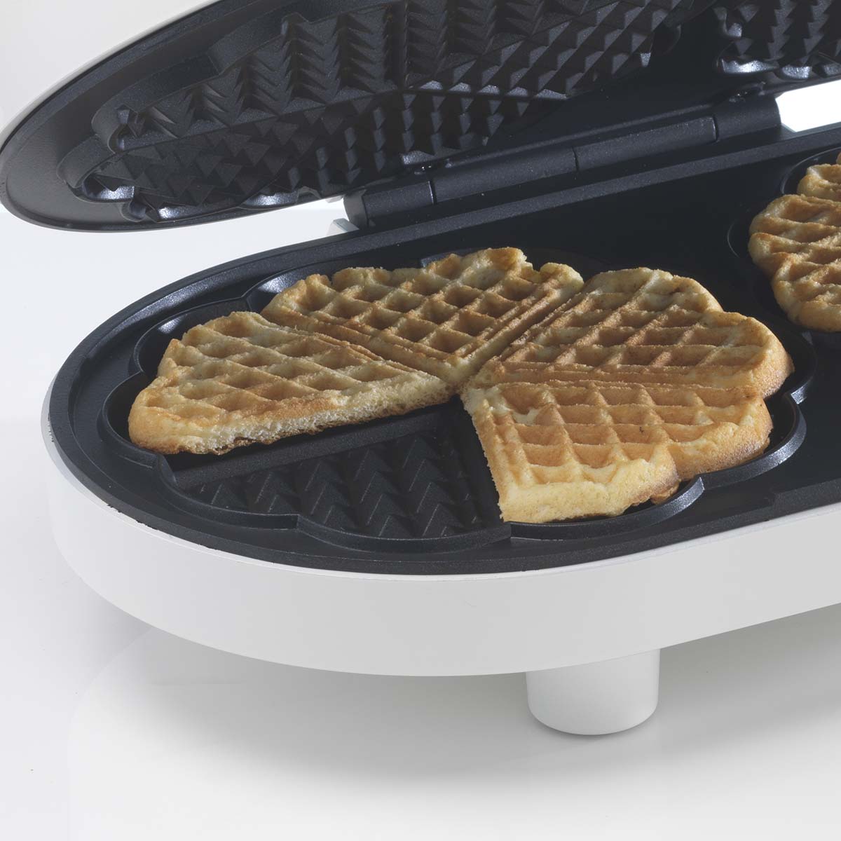 Waffeleisen doppelt herzförmig Weiß