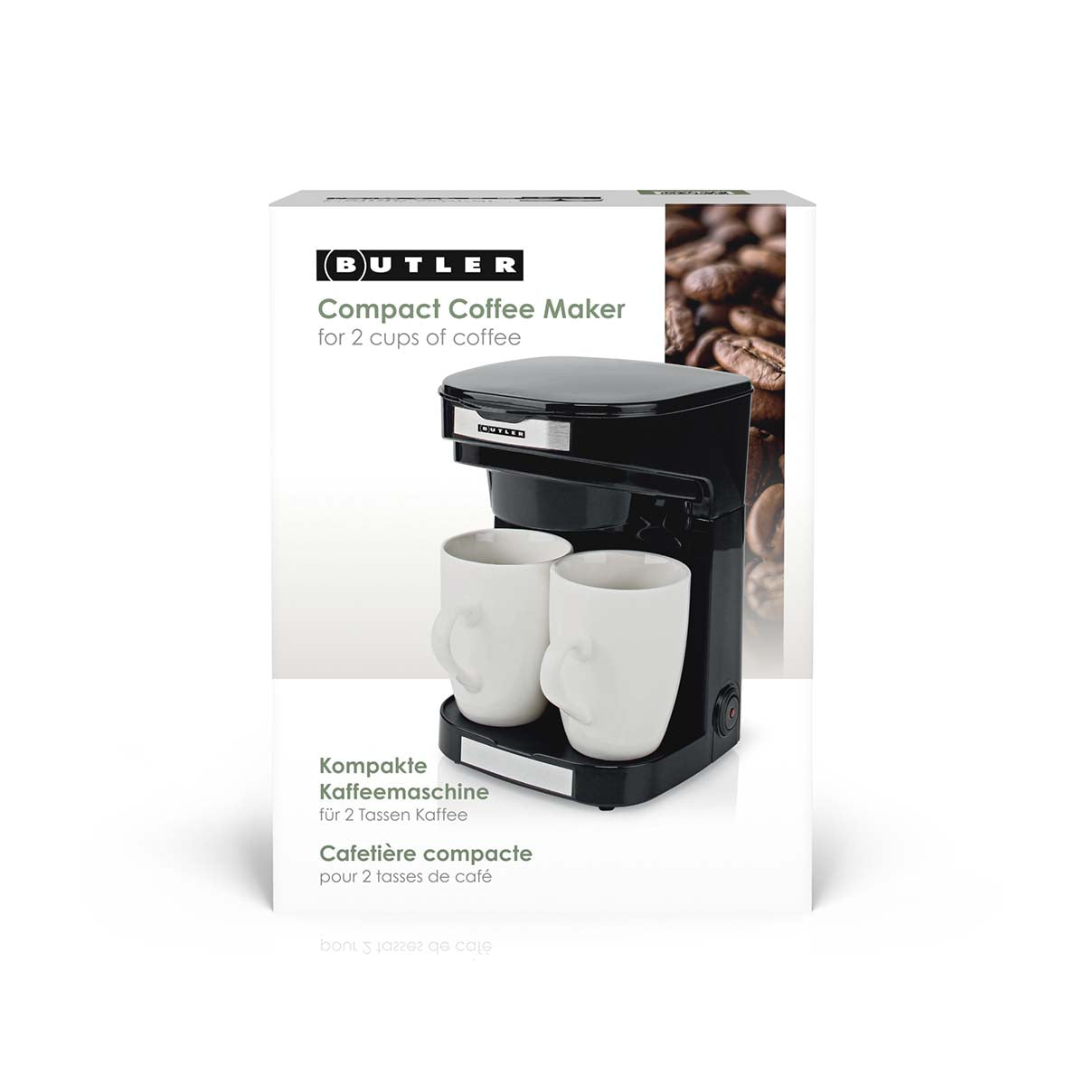 Kompakte Kaffeemaschine | 2 Porzellantassen | 0,25 l | 450 W | Automatische Abschaltung | Schwarz