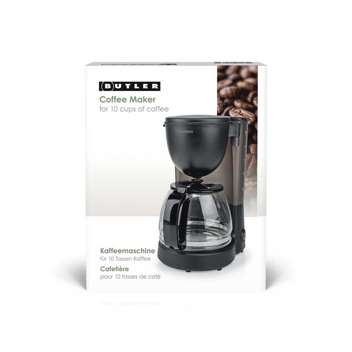 Kaffeemaschine | 1,25 l | 750 W | 10 Tassen | Warmhaltefunktion | Automatische Abschaltung | Schwarz