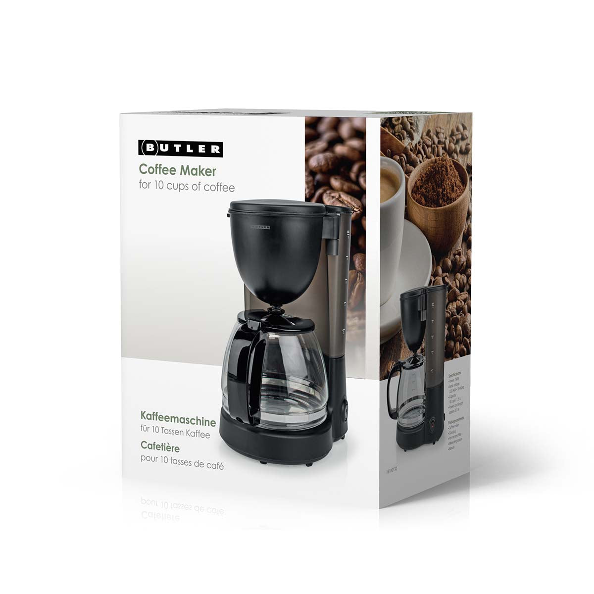Kaffeemaschine | 1,25 l | 750 W | 10 Tassen | Warmhaltefunktion | Automatische Abschaltung | Schwarz