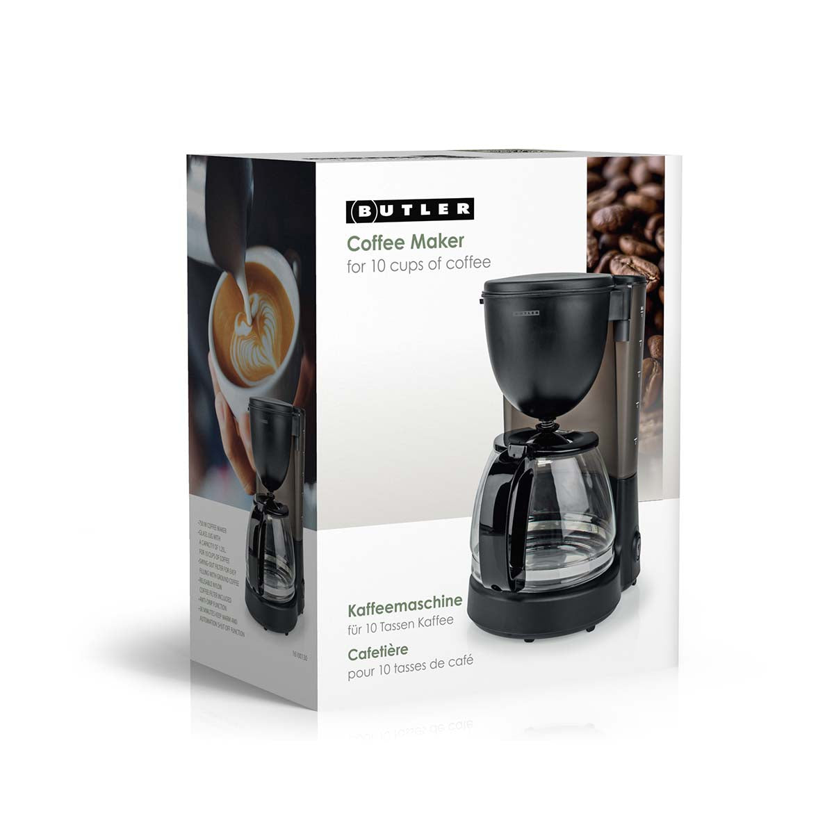 Kaffeemaschine | 1,25 l | 750 W | 10 Tassen | Warmhaltefunktion | Automatische Abschaltung | Schwarz