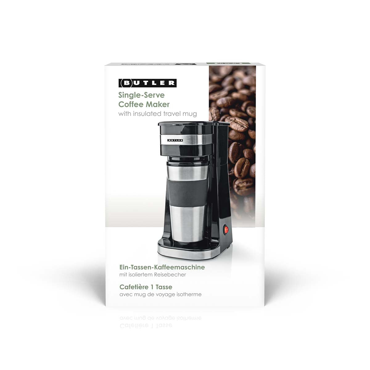 Einzelportions-Kaffeemaschine | 0,4 l | 750 W | Isolierter Reisebecher | Automatische Abschaltung | Schwarz