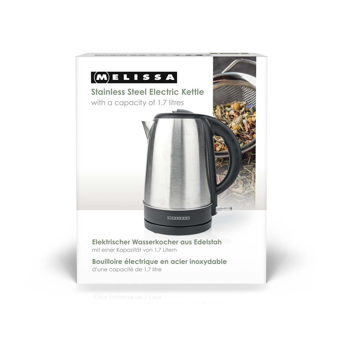 Elektrischer Wasserkocher | 1,7 l | 1200 W | Edelstahl | 360°-Pirouettenboden | Verdecktes Heizelement | Strix®-Regler | Trockengehschutz