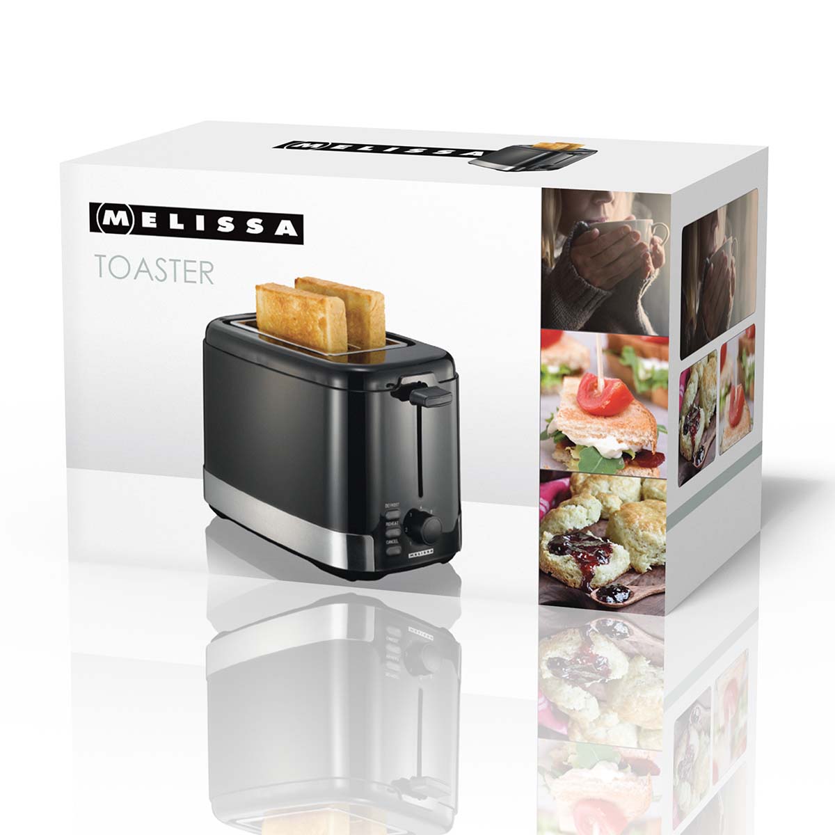 Hochkant-Toaster 2 Scheiben 800W Schwarz/Edelstahl