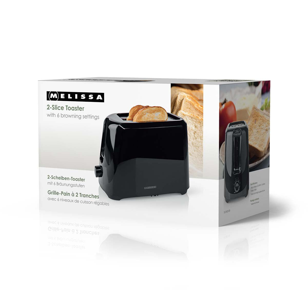 Toaster | 2 Schlitze | 700 W | 6 Bräunungsstufen | Herausnehmbares Krümelfach | Abbruchfunktion | Schwarz