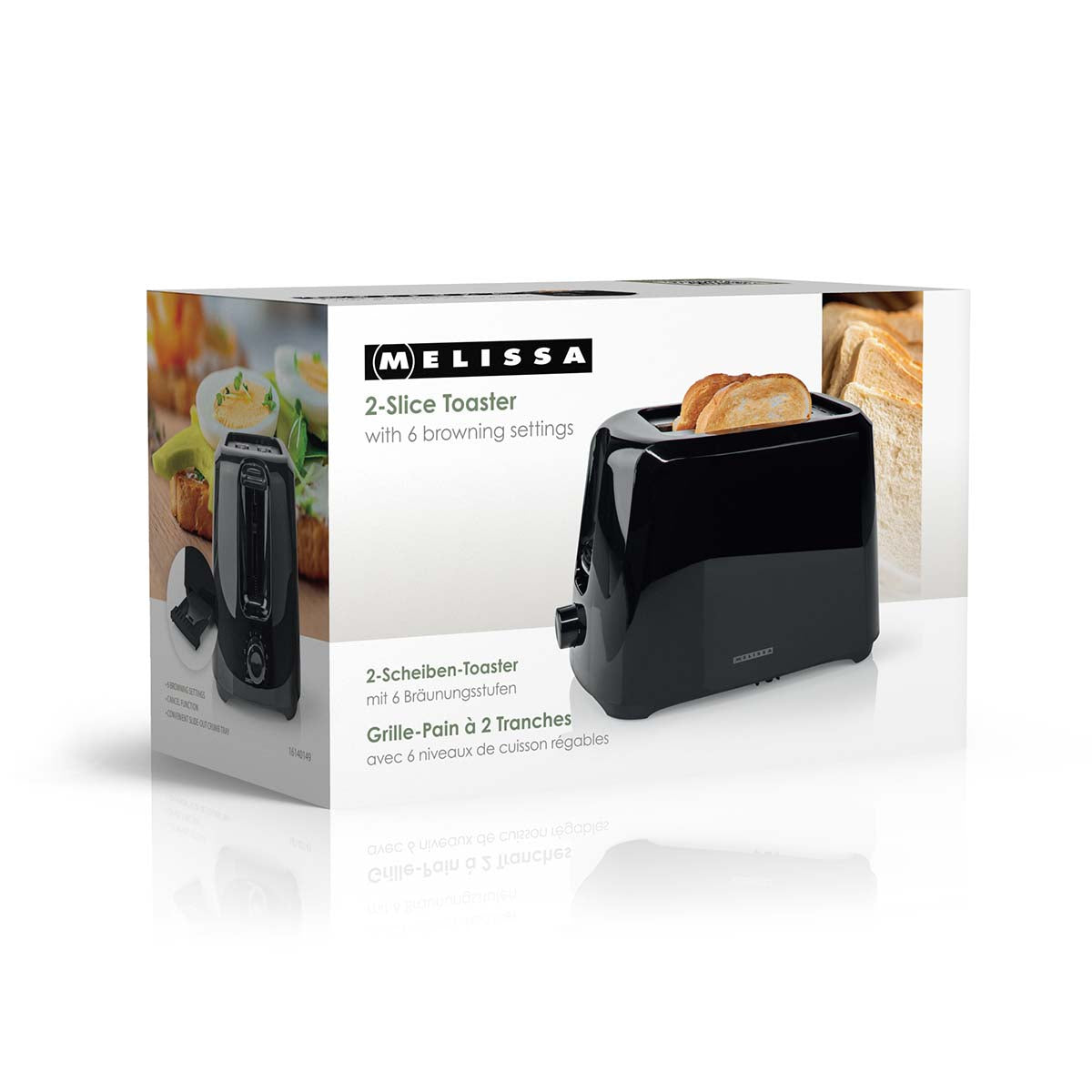 Toaster | 2 Schlitze | 700 W | 6 Bräunungsstufen | Herausnehmbares Krümelfach | Abbruchfunktion | Schwarz