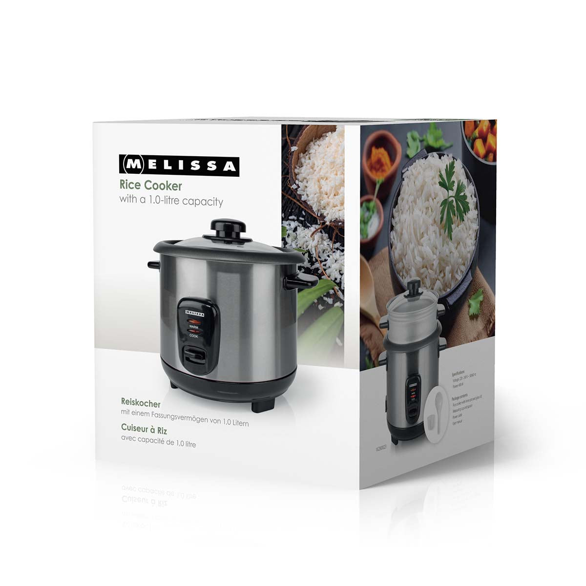 Reiskocher | 1,0 l | 400 W | Antihaftbeschichtung | Abnehmbare Schüssel | Dampfgareinsatz | Warmhaltefunktion | Automatische Abschaltung