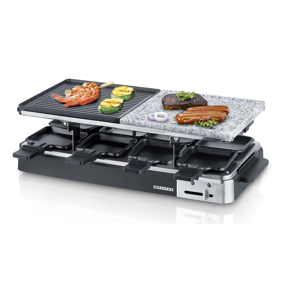8 Personen Raclette-Grill/Steinplatte schwarz