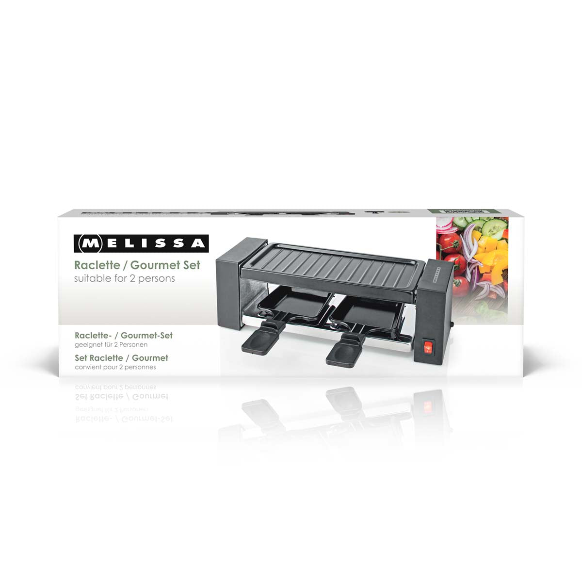 Raclette / Gourmet-Set | 2 Personen | 400 W | 23 x 10 cm | Antihaftbeschichtung