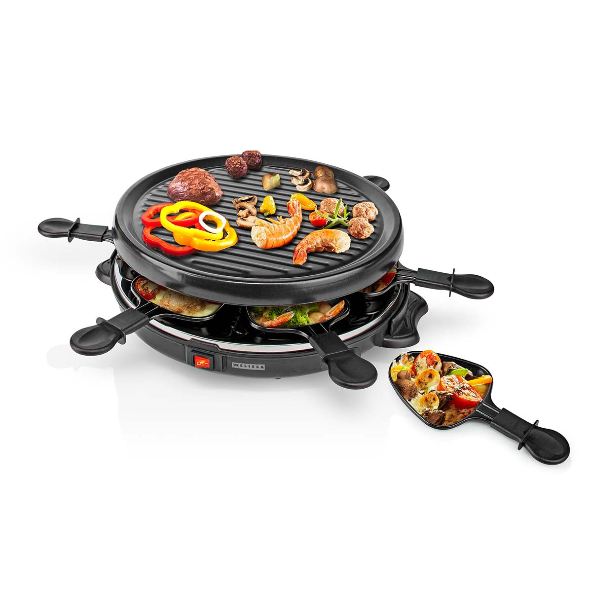 Raclette / Gourmet Set | 6 Personen | 800 W | Ø 29 cm | Antihaftbeschichtung