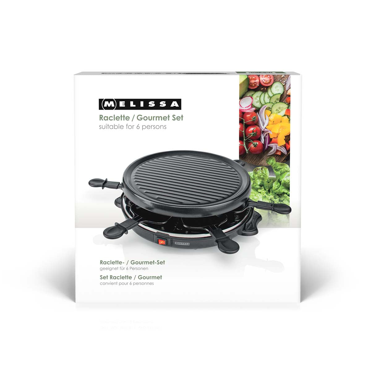 Raclette / Gourmet Set | 6 Personen | 800 W | Ø 29 cm | Antihaftbeschichtung