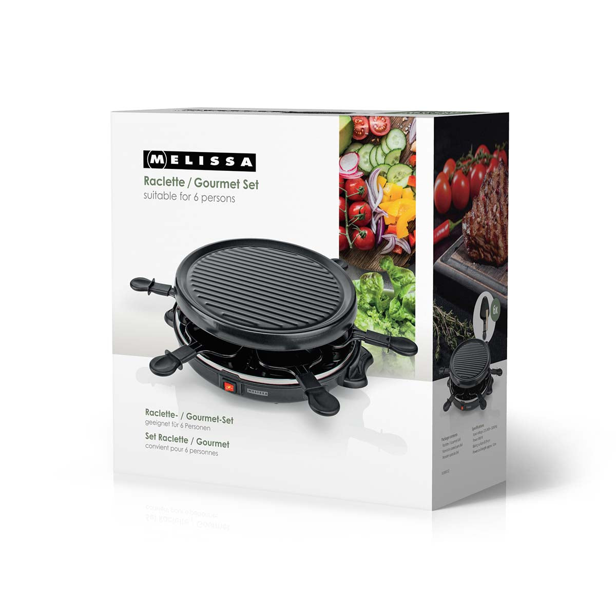 Raclette / Gourmet Set | 6 Personen | 800 W | Ø 29 cm | Antihaftbeschichtung