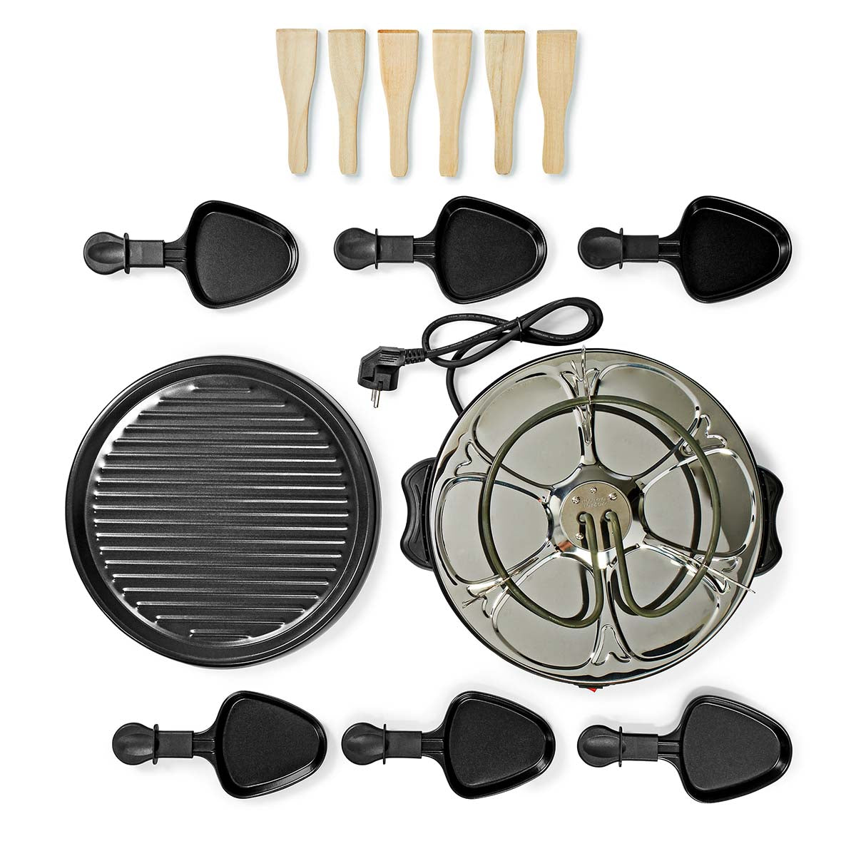 Raclette / Gourmet Set | 6 Personen | 800 W | Ø 29 cm | Antihaftbeschichtung