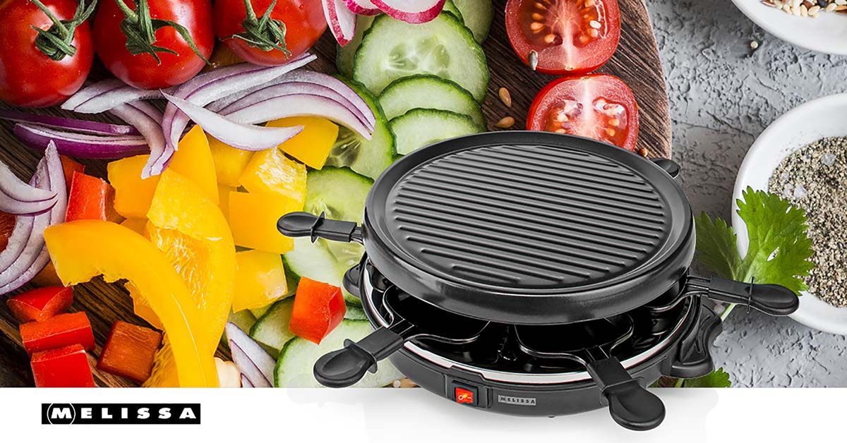 Raclette / Gourmet Set | 6 Personen | 800 W | Ø 29 cm | Antihaftbeschichtung
