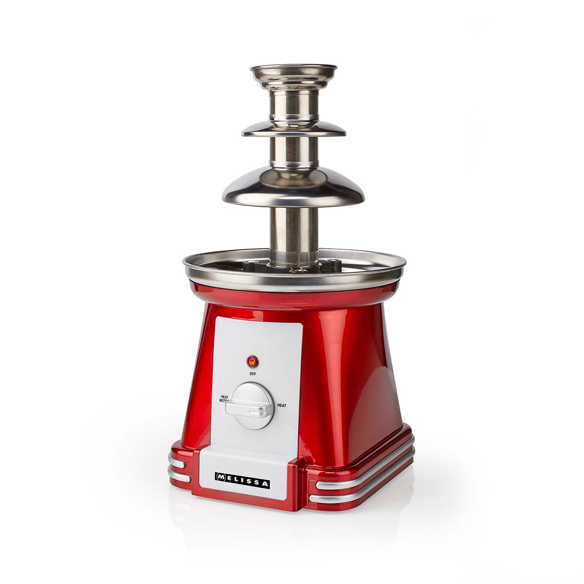 Schokoladenbrunnen | 90 W | 32 cm | 3 Metall-Etagen | Rot / Weiß