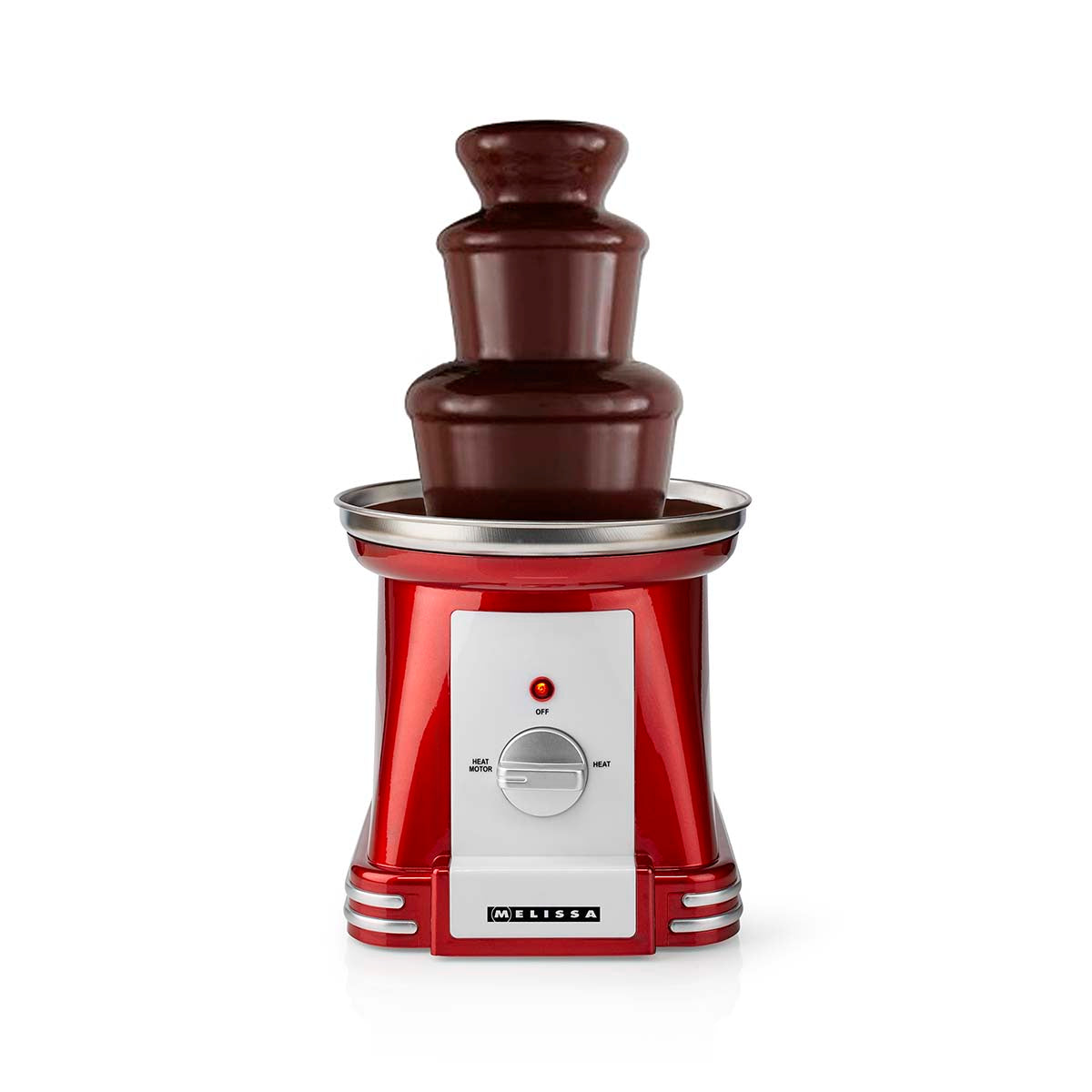 Schokoladenbrunnen | 90 W | 32 cm | 3 Metall-Etagen | Rot / Weiß