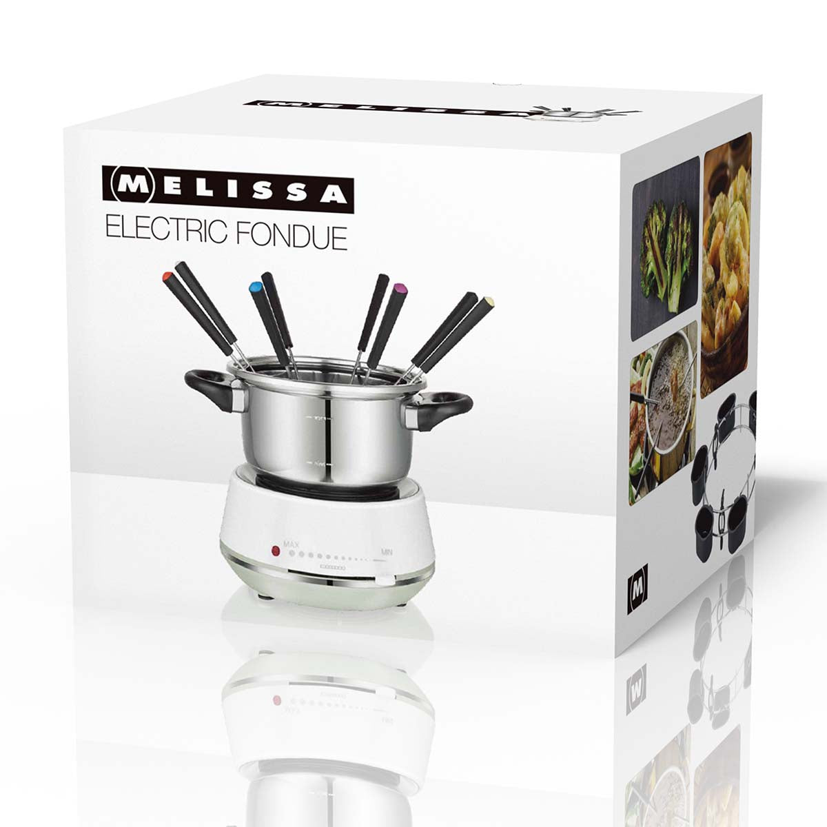 Elektrisches Fondue 2L 1200W Edelstahl / Weiß