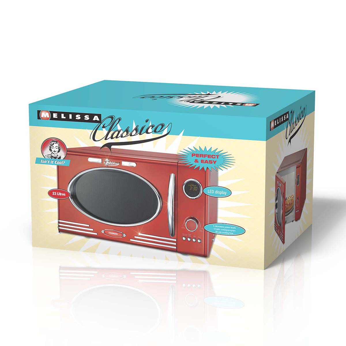 Elektronischer Mikrowellengrill 23L 800W Metallic Rot