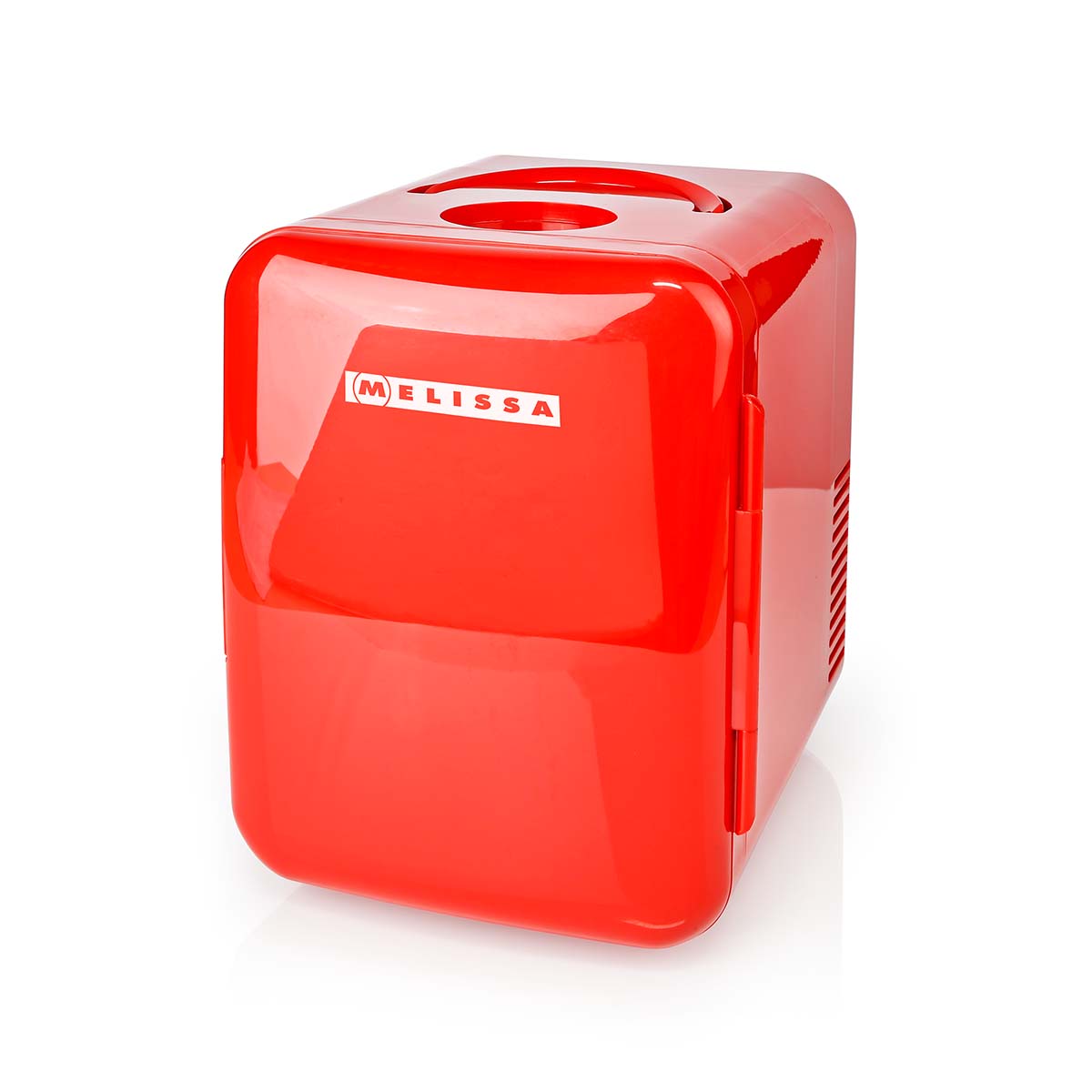 Tragbarer Mini-Kühlschrank | 6 Dosen / 4 l Inhalt | 100-240 V / 12 V | Heiz- / Kühlfunktion | Tragegriff | Rot