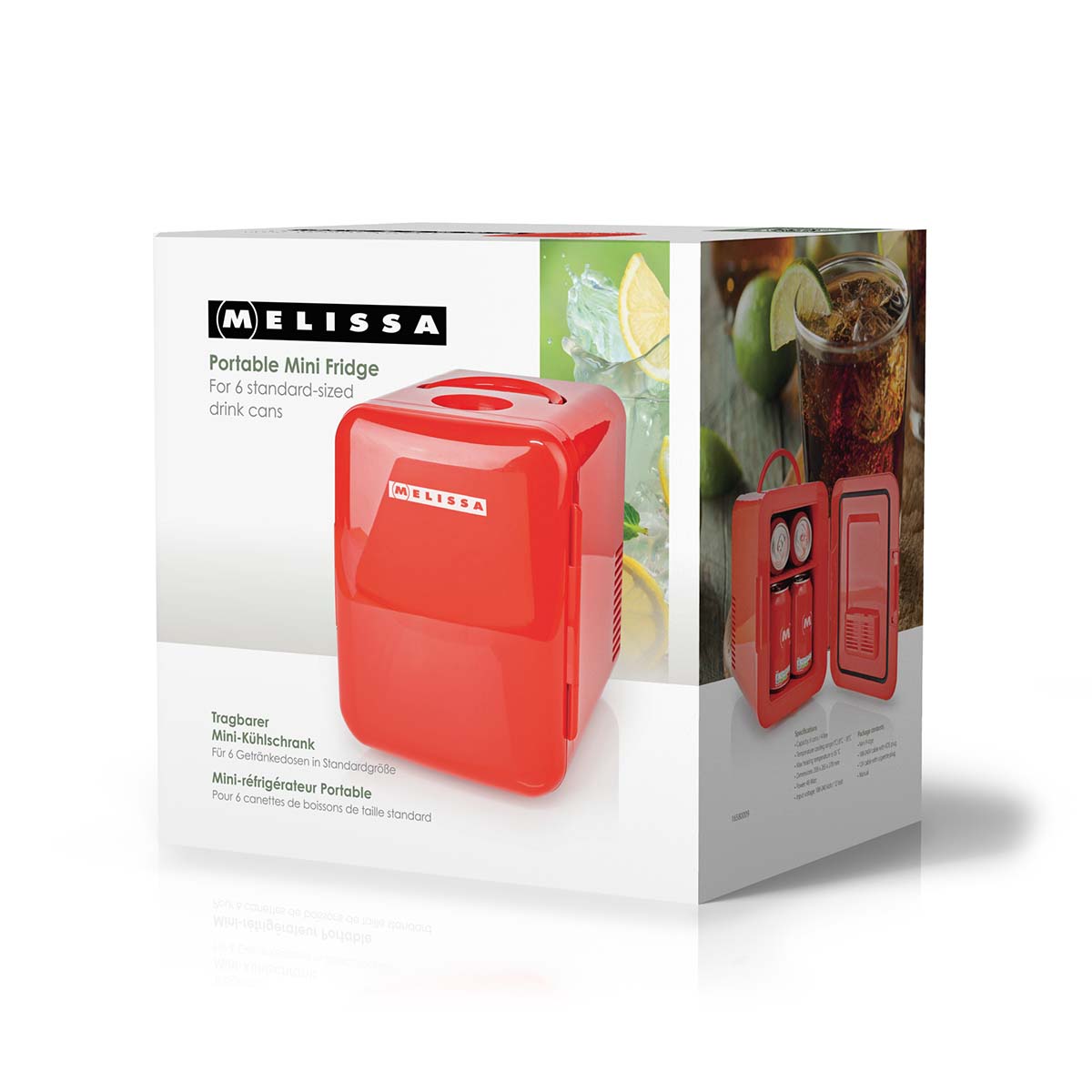 Tragbarer Mini-Kühlschrank | 6 Dosen / 4 l Inhalt | 100-240 V / 12 V | Heiz- / Kühlfunktion | Tragegriff | Rot
