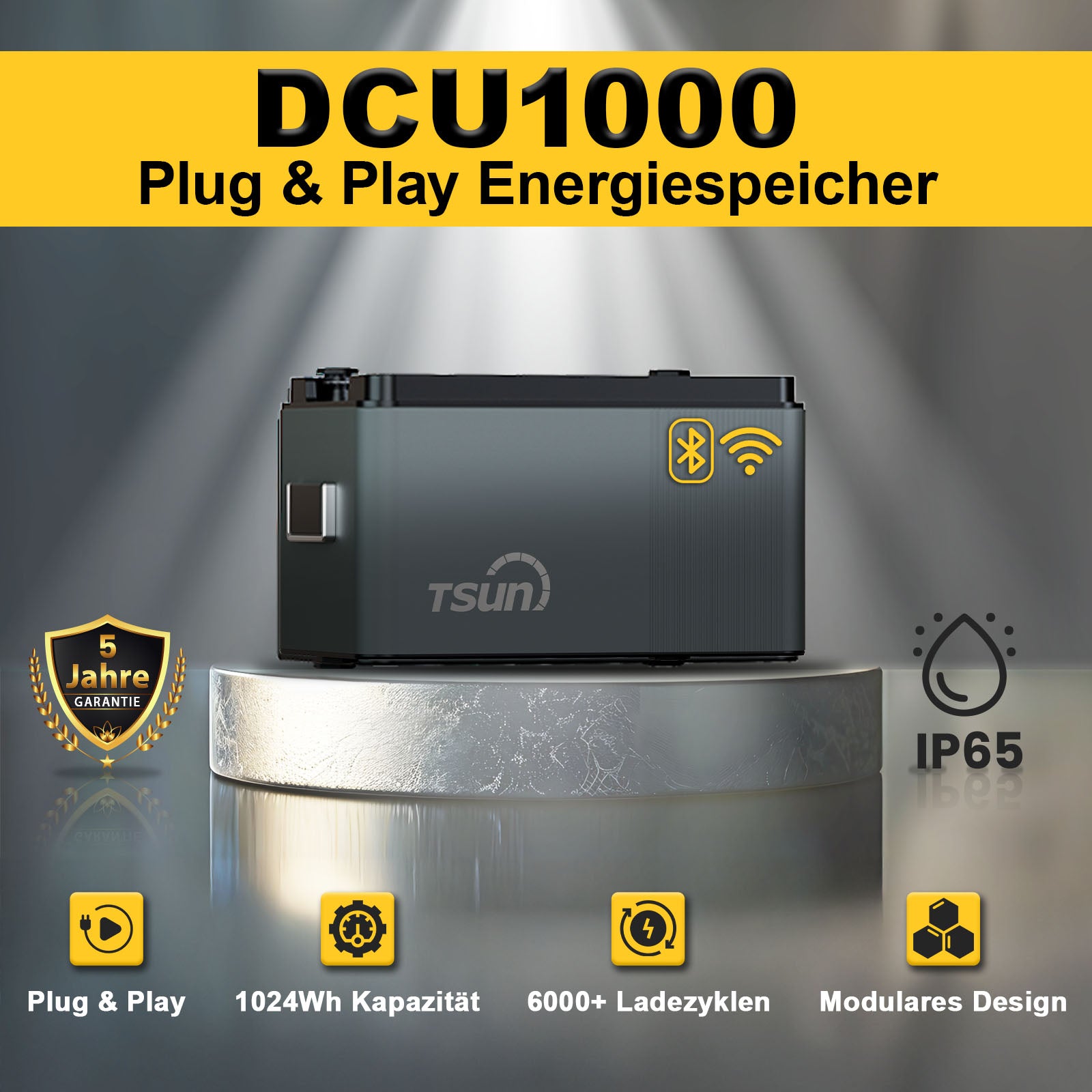 asdec life ®1760W/2000W Balkonkraftwerk mit Speicher Komplettset 1024Wh TSUN DCU1000 | DEYE 2000W WIFI Smart Wechselrichter ohne PV Montagesystem