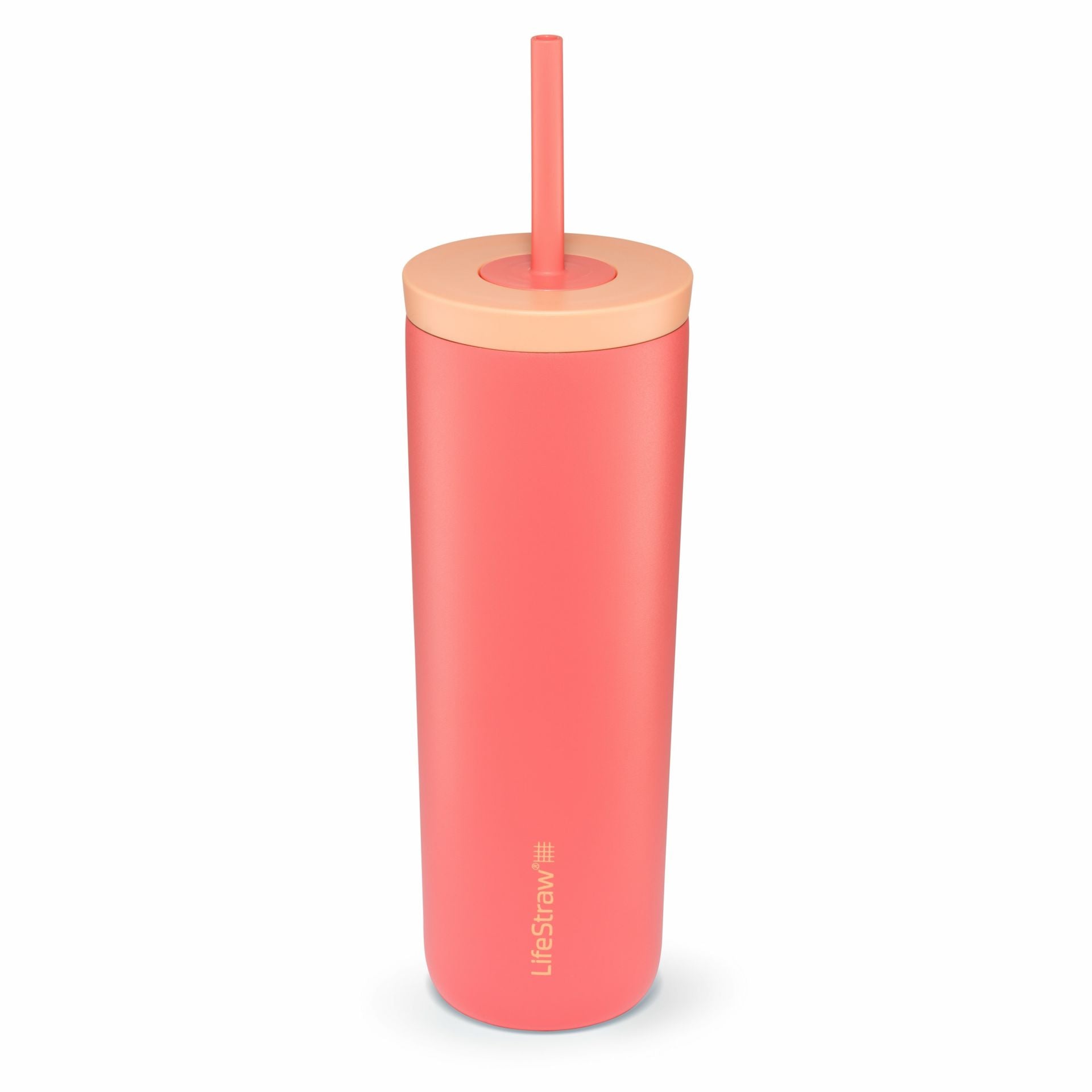 LifeStraw Go Steel Tumbler 530ml (apricot pink) Isolierter Thermobecher aus Edelstahl mit Filter (2-Stage) von LifeStraw