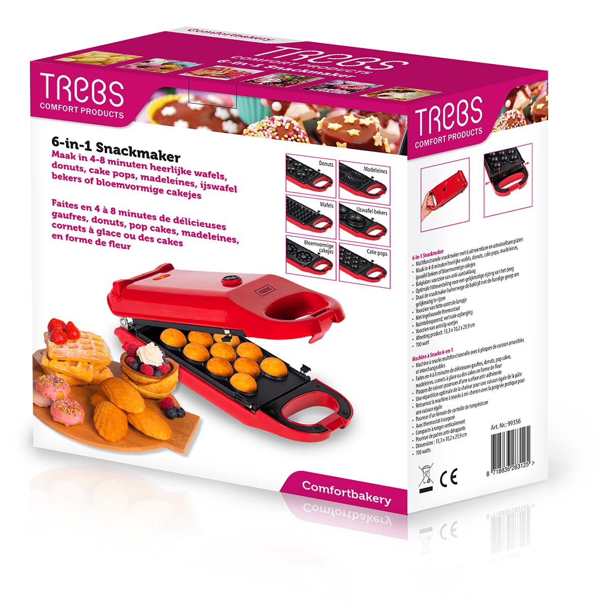 6-in-1-Snack-Maker / Comfortcook für leckere Waffeln, Donuts, Cake Pops, Madeleine-Kekse, Waffelschalen für Eis und Mini-Kuchen