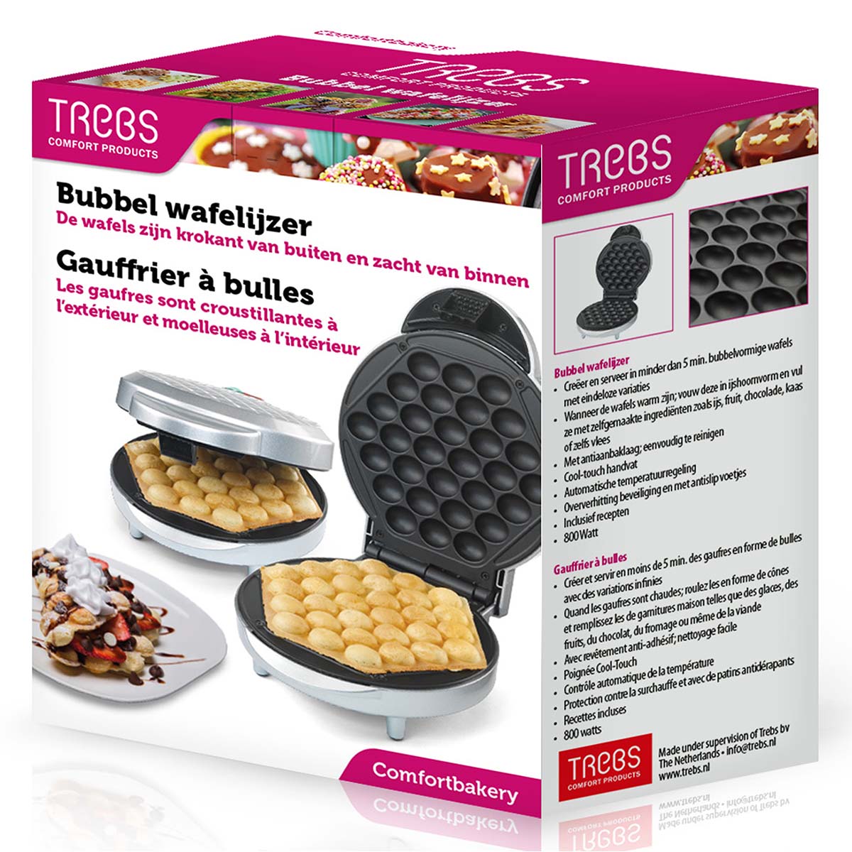 Blasenwaffeleisen Comfortbakery mit Kontrollleuchte und Antihaftbeschichtung