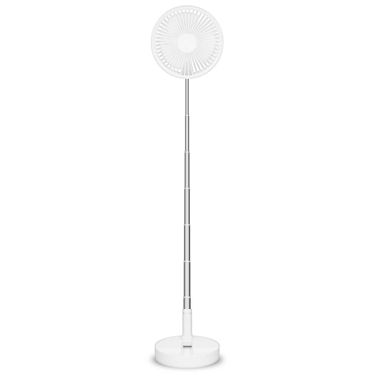 Tragbarer, flexibler Tisch- und 20-cm-Sockelventilator mit Li-Ionen-Akku Weiß