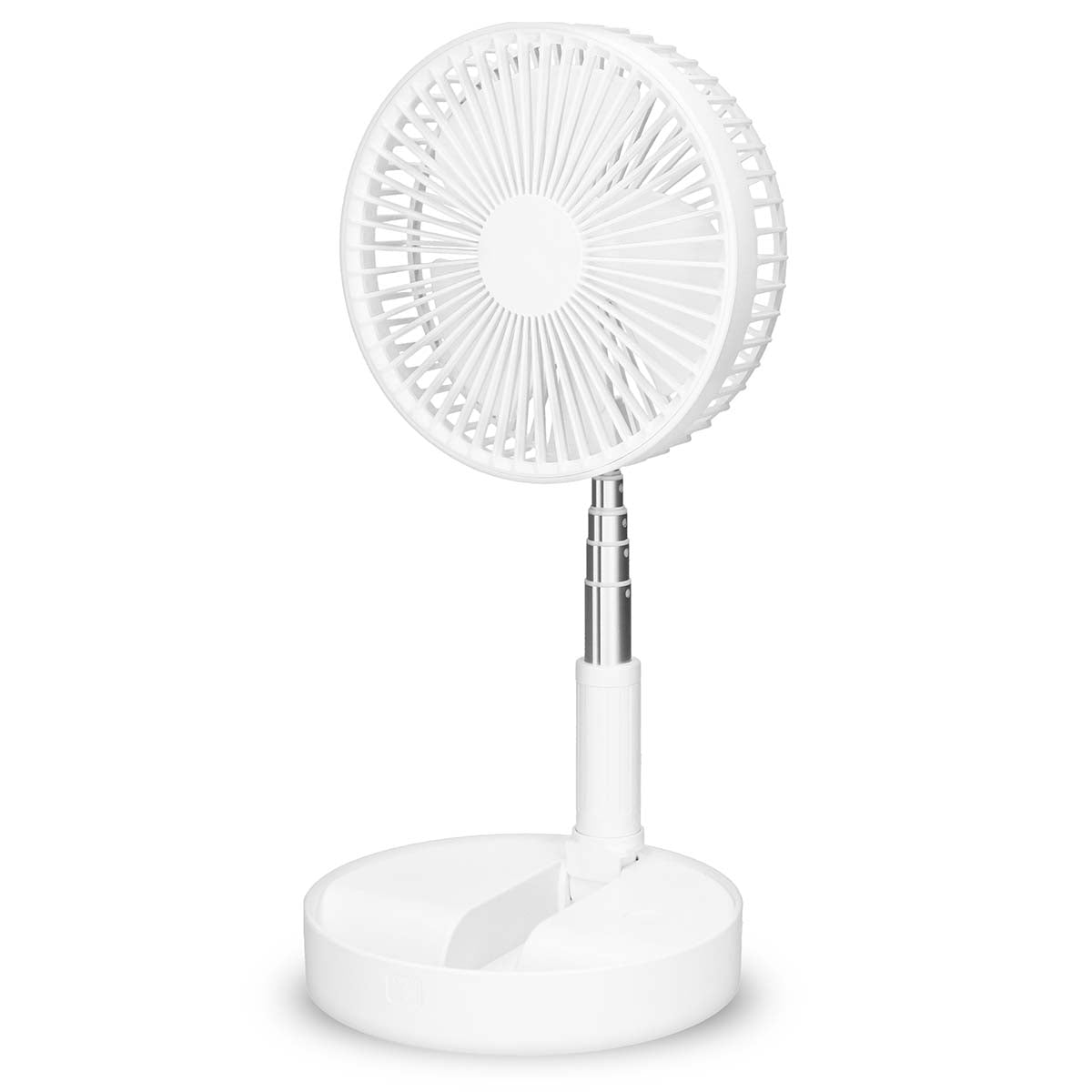Tragbarer, flexibler Tisch- und 20-cm-Sockelventilator mit Li-Ionen-Akku Weiß