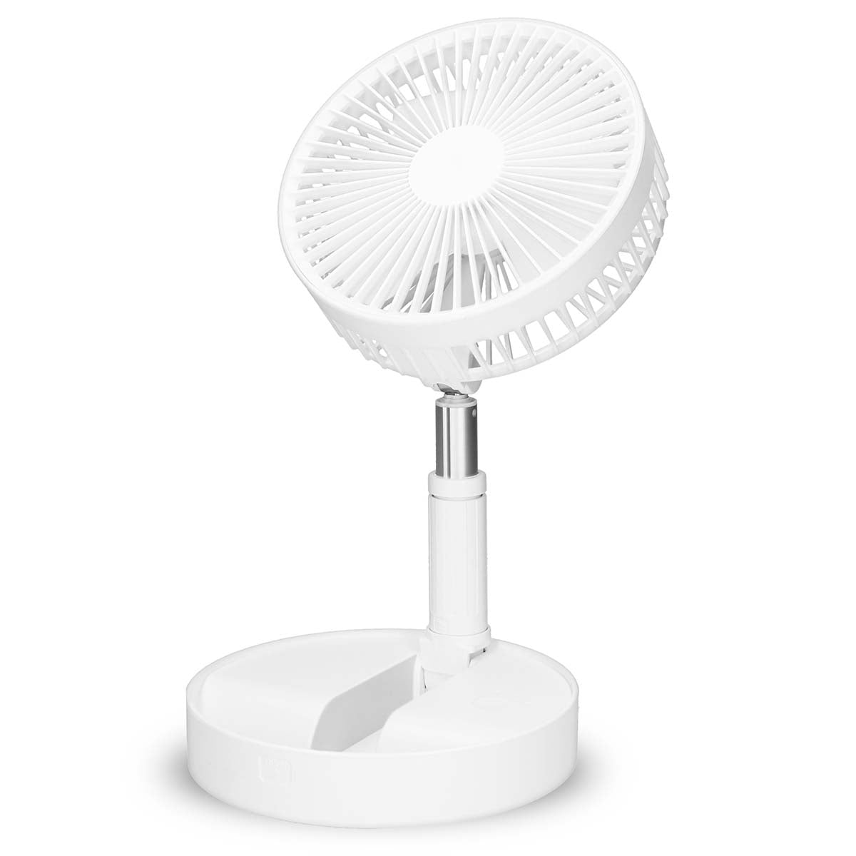 Tragbarer, flexibler Tisch- und 20-cm-Sockelventilator mit Li-Ionen-Akku Weiß