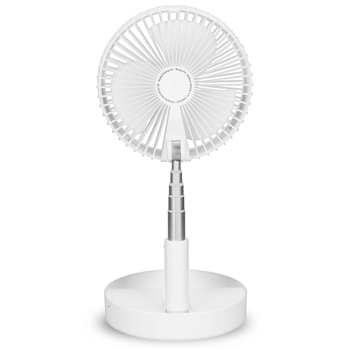 Tragbarer, flexibler Tisch- und 20-cm-Sockelventilator mit Li-Ionen-Akku Weiß