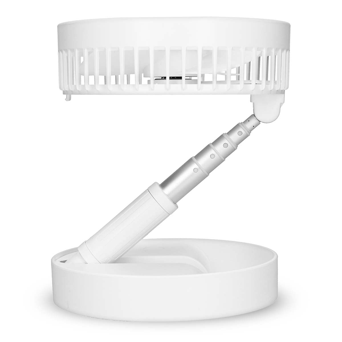 Tragbarer, flexibler Tisch- und 20-cm-Sockelventilator mit Li-Ionen-Akku Weiß