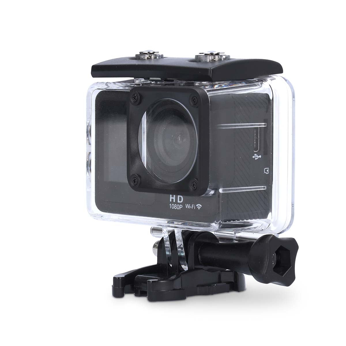 Action Cam | Dualer Bildschirm | 1080p@30fps | 12 MPixel | Wasserdicht bis: 30.0 m | 70 min | Wi-Fi | App erhältlich für: Android™ / IOS | Inkl. halterung | Schwarz