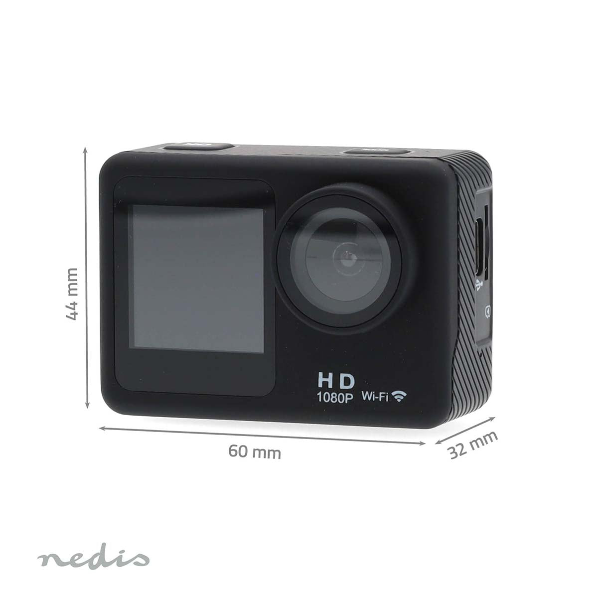 Action Cam | Dualer Bildschirm | 1080p@30fps | 12 MPixel | Wasserdicht bis: 30.0 m | 70 min | Wi-Fi | App erhältlich für: Android™ / IOS | Inkl. halterung | Schwarz