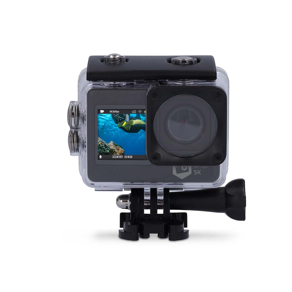 Action Cam | Dualer Bildschirm | 5K@30fps | 16 MPixel | Wasserdicht bis: 30.0 m | 80 min | Wi-Fi | App erhältlich für: Android™ / IOS | Inkl. halterung | Schwarz