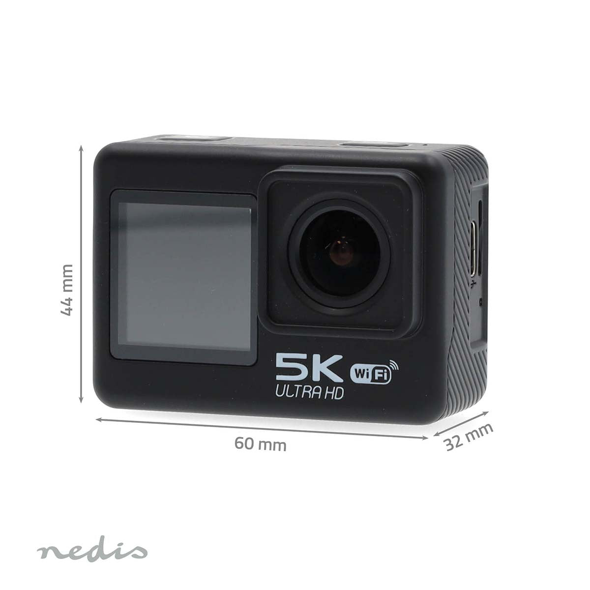 Action Cam | Dualer Bildschirm | 5K@30fps | 16 MPixel | Wasserdicht bis: 30.0 m | 80 min | Wi-Fi | App erhältlich für: Android™ / IOS | Inkl. halterung | Schwarz