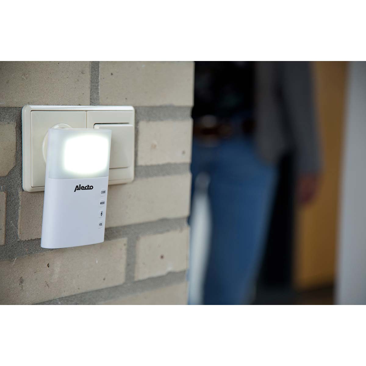 Funktürklingel-Set mit Netzteil 36 Melodien / LED-Anzeige Weiss