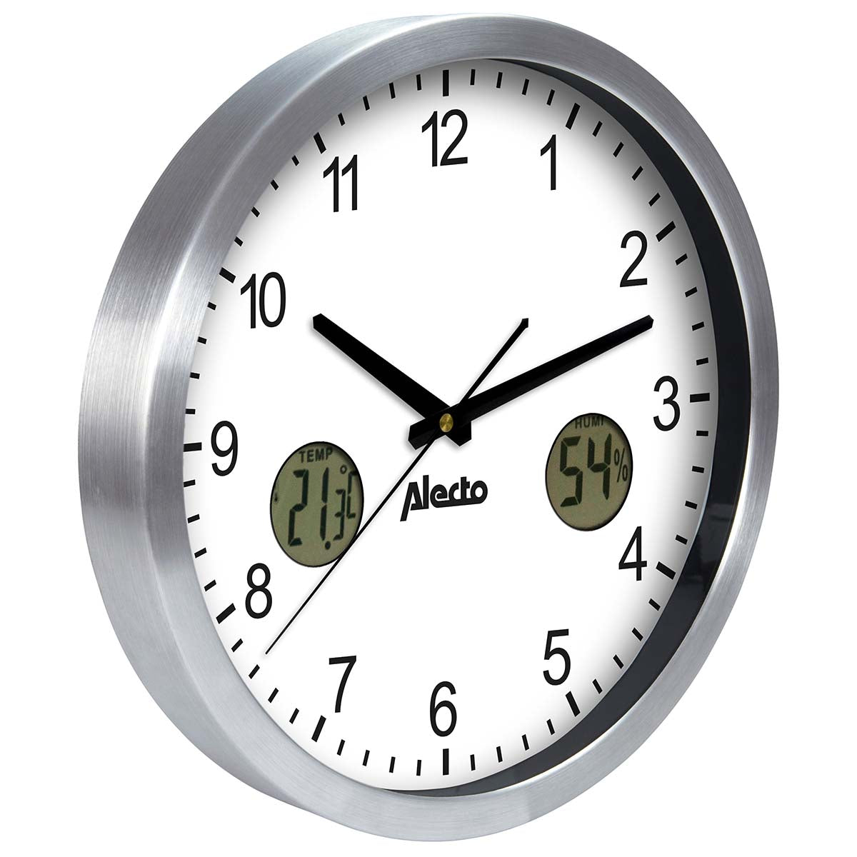 Große analoge Wanduhr mit Thermometer und Hygrometer 30,5 cm Durchmesser