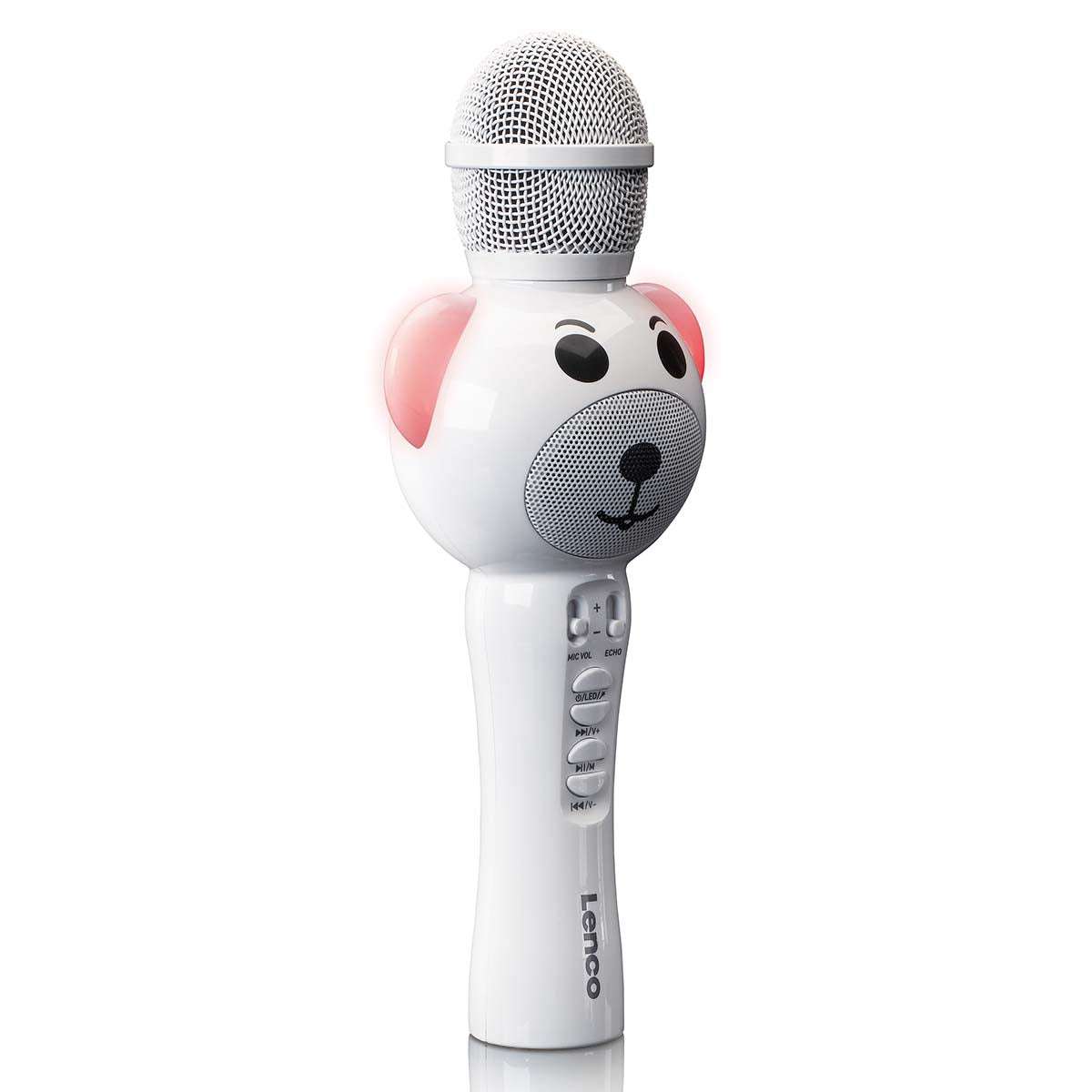 Karaoke-Mikrofon mit Bluetooth® SD-Steckplatz Lichter Aux Out Weiß
