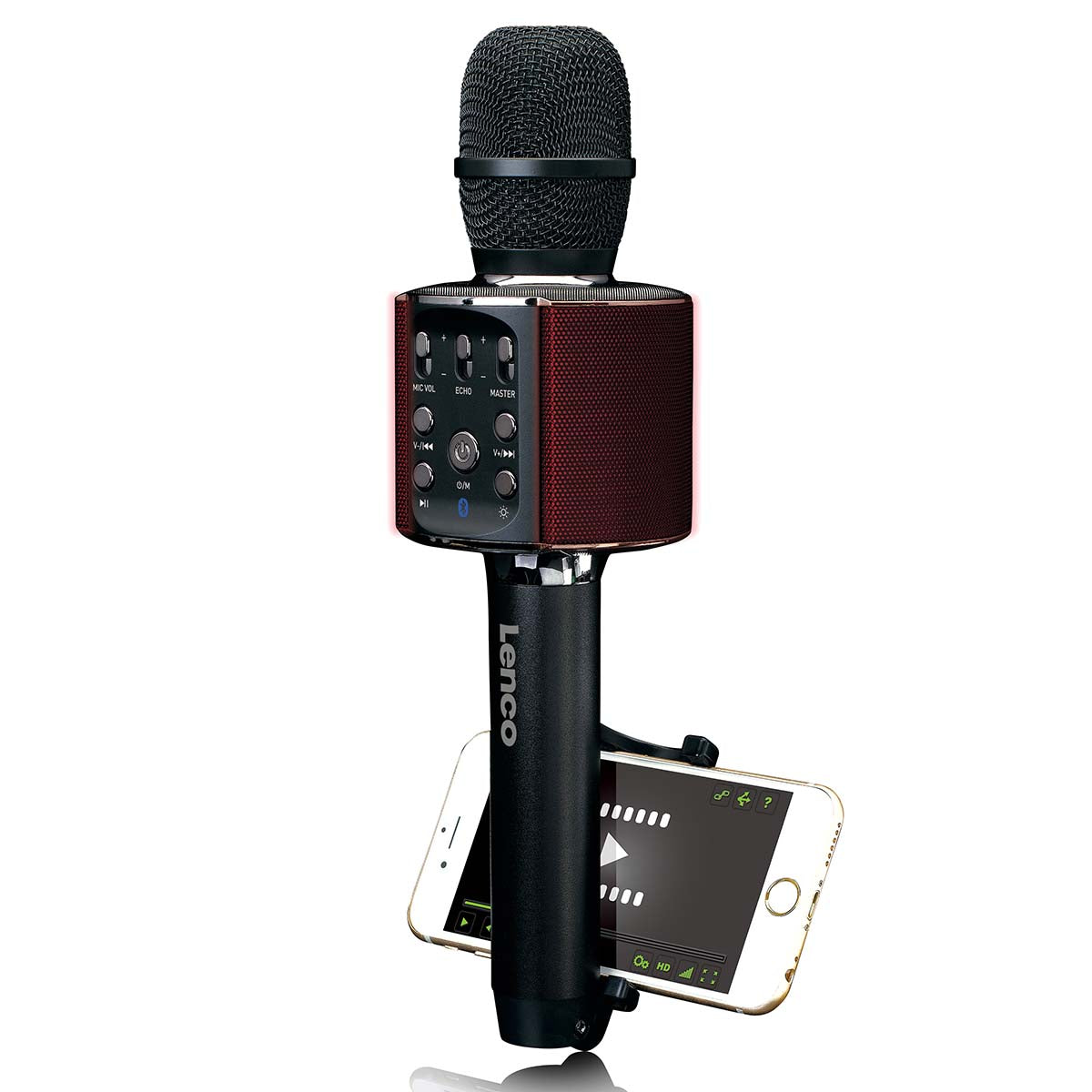 Bluetooth® Karaoke-Mikrofon mit Lautsprecher und Beleuchtung Schwarz
